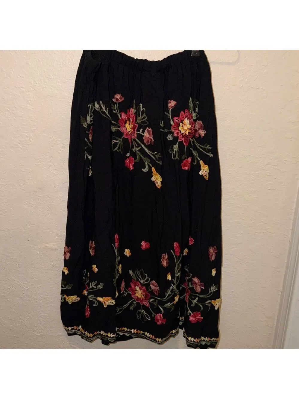 Vintage floral embroidered skirt cottagecore granny garden modest teacher - Picture 6 of 8